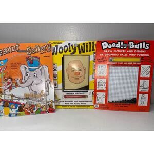 Vtg Magnetic Drawing Doodle Board Games Peanut Gallary Wooly Willy Doodle Balls